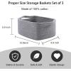 imageOIAHOMY Cotton Rope Baskets Woven Baskets for Storage Nursery Storage Baskets Rectangle Storage Basket with Handles Storage Baskets for Shelves Pack of 3 Gray VariegatedGray Variegated