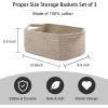 imageOIAHOMY Cotton Rope Baskets Woven Baskets for Storage Nursery Storage Baskets Rectangle Storage Basket with Handles Storage Baskets for Shelves Pack of 3 Gray VariegatedBrown Variegated