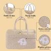 imageOIAHOMY Diaper Caddy Organizer for Baby Portable Baby Basket with Handles Baby Gift Basket for Newborn Diaper storage Organizer for Changing Table and Car BrownBrown