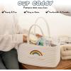 imageOIAHOMY Diaper Caddy Organizer for Baby Portable Baby Basket with Handles Baby Gift Basket for Newborn Diaper storage Organizer for Changing Table and Car BrownPure White