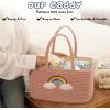 imageOIAHOMY Diaper Caddy Organizer for Baby Portable Baby Basket with Handles Baby Gift Basket for Newborn Diaper storage Organizer for Changing Table and Car BrownRose Gold