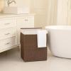 imageOIAHOMY Laundry Hamper with Lid 238 Gal 90L Wicker Hamper with Removable Liner Bags Handwoven Clothes Basket with Handles Foldable Woven Paper Rope Basket for Laundry Room BedroomBrownBrown