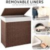 imageOIAHOMY Laundry Hamper with Lid 238 Gal 90L Wicker Hamper with Removable Liner Bags Handwoven Clothes Basket with Handles Foldable Woven Paper Rope Basket for Laundry Room BedroomBrownBrown