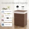 imageOIAHOMY Laundry Hamper with Lid 238 Gal 90L Wicker Hamper with Removable Liner Bags Handwoven Clothes Basket with Handles Foldable Woven Paper Rope Basket for Laundry Room BedroomBrownBrown