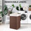 imageOIAHOMY Laundry Hamper with Lid 238 Gal 90L Wicker Hamper with Removable Liner Bags Handwoven Clothes Basket with Handles Foldable Woven Paper Rope Basket for Laundry Room BedroomBrownBrown