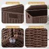 imageOIAHOMY Laundry Hamper with Lid 238 Gal 90L Wicker Hamper with Removable Liner Bags Handwoven Clothes Basket with Handles Foldable Woven Paper Rope Basket for Laundry Room BedroomBrownBrown