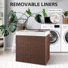 imageOIAHOMY Laundry Hamper with Lid 238 Gal 90L Wicker Hamper with Removable Liner Bags Handwoven Clothes Basket with Handles Foldable Woven Paper Rope Basket for Laundry Room BedroomBrownBrown