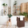 imageOIAHOMY Laundry Hamper with Lid 238 Gal 90L Wicker Hamper with Removable Liner Bags Handwoven Clothes Basket with Handles Foldable Woven Paper Rope Basket for Laundry Room BedroomBrownBrown