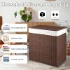 imageOIAHOMY Laundry Hamper with Lid 238 Gal 90L Wicker Hamper with Removable Liner Bags Handwoven Clothes Basket with Handles Foldable Woven Paper Rope Basket for Laundry Room BedroomBrownBrown