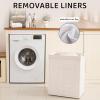 imageOIAHOMY Laundry Hamper with Lid 238 Gal 90L Wicker Hamper with Removable Liner Bags Handwoven Clothes Basket with Handles Foldable Woven Paper Rope Basket for Laundry Room BedroomBrownWhite