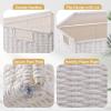 imageOIAHOMY Laundry Hamper with Lid 238 Gal 90L Wicker Hamper with Removable Liner Bags Handwoven Clothes Basket with Handles Foldable Woven Paper Rope Basket for Laundry Room BedroomBrownWhite