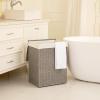 imageOIAHOMY Laundry Hamper with Lid 238 Gal 90L Wicker Hamper with Removable Liner Bags Handwoven Clothes Basket with Handles Foldable Woven Paper Rope Basket for Laundry Room BedroomBrownGrey