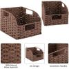 imageOIAHOMY Pantry Baskets for Organizing Paper Rope Baskets with Builtin Handles Wicker Storage Bins for Shelves 2 PackBrownBrown