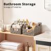 imageOIAHOMY Pantry Baskets for Organizing Paper Rope Baskets with Builtin Handles Wicker Storage Bins for Shelves 2 PackBrownGrey