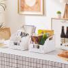 imageOIAHOMY Pantry Baskets for Organizing Paper Rope Baskets with Builtin Handles Wicker Storage Bins for Shelves 2 PackBrownWhite