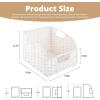 imageOIAHOMY Pantry Baskets for Organizing Paper Rope Baskets with Builtin Handles Wicker Storage Bins for Shelves 2 PackBrownWhite
