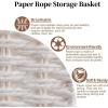 imageOIAHOMY Pantry Baskets for Organizing Paper Rope Baskets with Builtin Handles Wicker Storage Bins for Shelves 2 PackBrownWhite