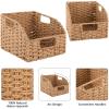 imageOIAHOMY Pantry Baskets for Organizing Paper Rope Baskets with Builtin Handles Wicker Storage Bins for Shelves 2 PackBrownYellow