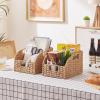 imageOIAHOMY Pantry Baskets for Organizing Paper Rope Baskets with Builtin Handles Wicker Storage Bins for Shelves 2 PackBrownYellow
