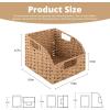 imageOIAHOMY Pantry Baskets for Organizing Paper Rope Baskets with Builtin Handles Wicker Storage Bins for Shelves 2 PackBrownYellow