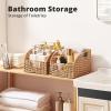 imageOIAHOMY Pantry Baskets for Organizing Paper Rope Baskets with Builtin Handles Wicker Storage Bins for Shelves 2 PackBrownYellow