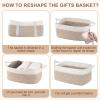 imageOIAHOMY Small Basket with Handles Cotton Rope Dog Cat Toy Bin Woven Storage Baskets for Living Room Nursery Gift Basket Empty for Halloween Christmas 135quotx10quotx6quot Grey ampamp WhiteBrown  White