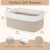 imageOIAHOMY Small Basket with Handles Cotton Rope Dog Cat Toy Bin Woven Storage Baskets for Living Room Nursery Gift Basket Empty for Halloween Christmas 135quotx10quotx6quot Grey ampamp WhiteBrown  White