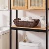 imageOIAHOMY Storage Baskets Small Paper Rope Wicker Organizers with Wooden Handles Baskets for Organizing 2Pack WhiteBrown