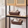 imageOIAHOMY Storage Baskets Small Paper Rope Wicker Organizers with Wooden Handles Baskets for Organizing 2Pack WhiteBrown