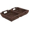 imageOIAHOMY Storage Baskets Small Paper Rope Wicker Organizers with Wooden Handles Baskets for Organizing 2Pack WhiteBrown
