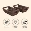 imageOIAHOMY Storage Baskets Small Paper Rope Wicker Organizers with Wooden Handles Baskets for Organizing 2Pack WhiteBrown
