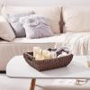 imageOIAHOMY Storage Baskets Small Paper Rope Wicker Organizers with Wooden Handles Baskets for Organizing 2Pack WhiteBrown