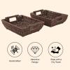 imageOIAHOMY Storage Baskets Small Paper Rope Wicker Organizers with Wooden Handles Baskets for Organizing 2Pack WhiteBrown