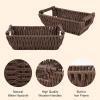 imageOIAHOMY Storage Baskets Small Paper Rope Wicker Organizers with Wooden Handles Baskets for Organizing 2Pack WhiteBrown