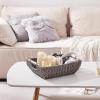 imageOIAHOMY Storage Baskets Small Paper Rope Wicker Organizers with Wooden Handles Baskets for Organizing 2Pack WhiteGrey