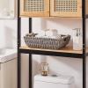 imageOIAHOMY Storage Baskets Small Paper Rope Wicker Organizers with Wooden Handles Baskets for Organizing 2Pack WhiteGrey
