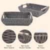 imageOIAHOMY Storage Baskets Small Paper Rope Wicker Organizers with Wooden Handles Baskets for Organizing 2Pack WhiteGrey