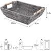 imageOIAHOMY Storage Baskets Small Paper Rope Wicker Organizers with Wooden Handles Baskets for Organizing 2Pack WhiteGrey