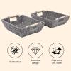 imageOIAHOMY Storage Baskets Small Paper Rope Wicker Organizers with Wooden Handles Baskets for Organizing 2Pack WhiteGrey