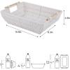 imageOIAHOMY Storage Baskets Small Paper Rope Wicker Organizers with Wooden Handles Baskets for Organizing 2Pack WhiteWhite
