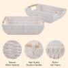 imageOIAHOMY Storage Baskets Small Paper Rope Wicker Organizers with Wooden Handles Baskets for Organizing 2Pack WhiteWhite
