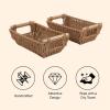imageOIAHOMY Storage Baskets Small Paper Rope Wicker Organizers with Wooden Handles Baskets for Organizing 2Pack WhiteYellow
