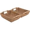 imageOIAHOMY Storage Baskets Small Paper Rope Wicker Organizers with Wooden Handles Baskets for Organizing 2Pack WhiteYellow