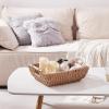 imageOIAHOMY Storage Baskets Small Paper Rope Wicker Organizers with Wooden Handles Baskets for Organizing 2Pack WhiteYellow