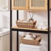 imageOIAHOMY Storage Baskets Small Paper Rope Wicker Organizers with Wooden Handles Baskets for Organizing 2Pack WhiteYellow