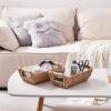 imageOIAHOMY Storage Baskets Small Paper Rope Wicker Organizers with Wooden Handles Baskets for Organizing 2Pack WhiteYellow