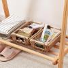 imageOIAHOMY Storage Baskets Small Paper Rope Wicker Organizers with Wooden Handles Baskets for Organizing 2Pack WhiteYellow