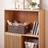 imageOIAHOMY Wicker Basket Paper Shelf Basket with Builtin Handles Rectangular Wicker Storage Bin for Pantry Shelves 1 PackYellowBrown