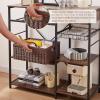 imageOIAHOMY Wicker Basket Paper Shelf Basket with Builtin Handles Rectangular Wicker Storage Bin for Pantry Shelves 1 PackYellowBrown