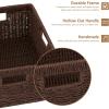 imageOIAHOMY Wicker Basket Paper Shelf Basket with Builtin Handles Rectangular Wicker Storage Bin for Pantry Shelves 1 PackYellowBrown